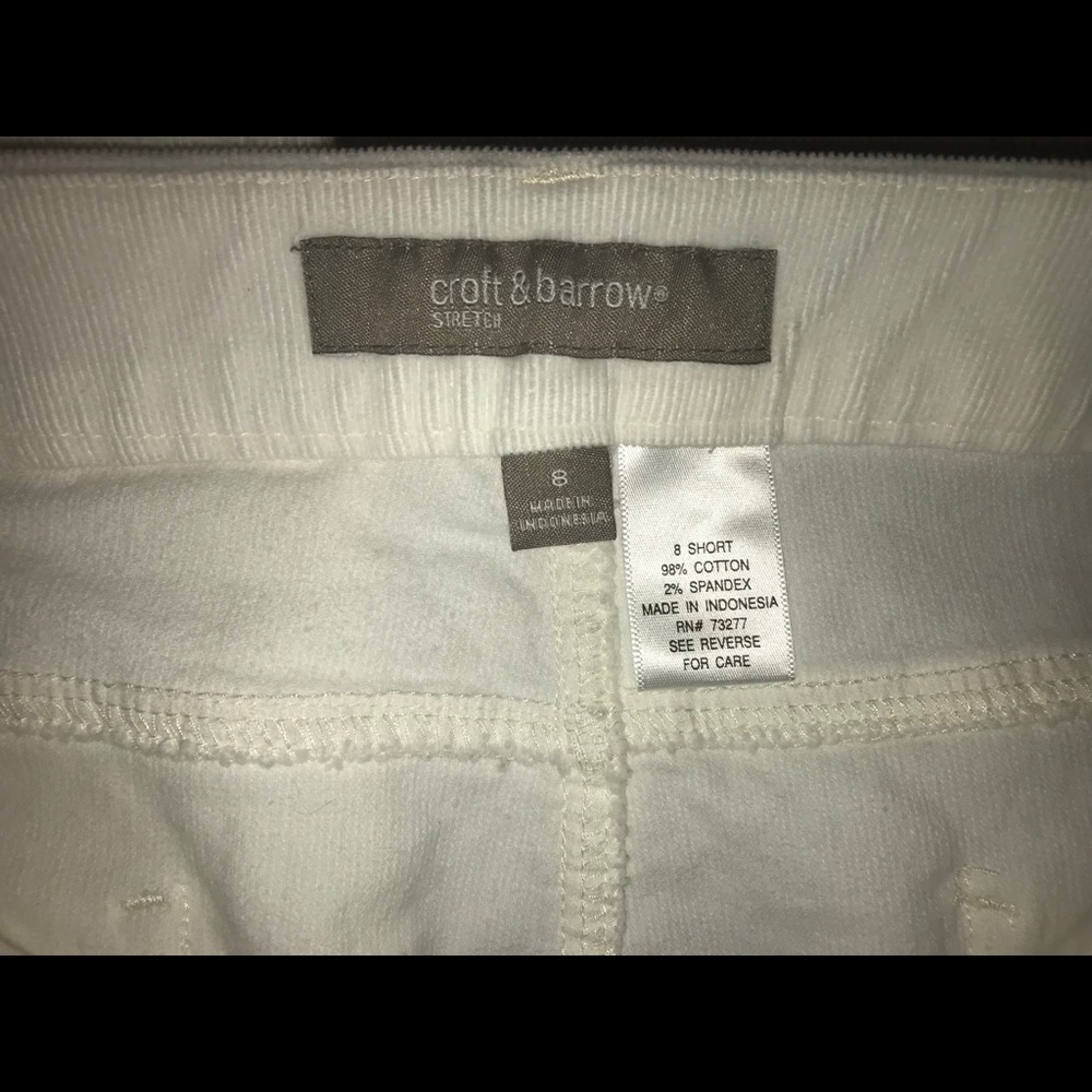 Croft & barrow five pocket white corduroy stretch pants - Picture 2 of 3